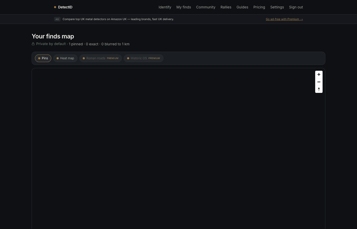 The map page where detecting sessions are managed.