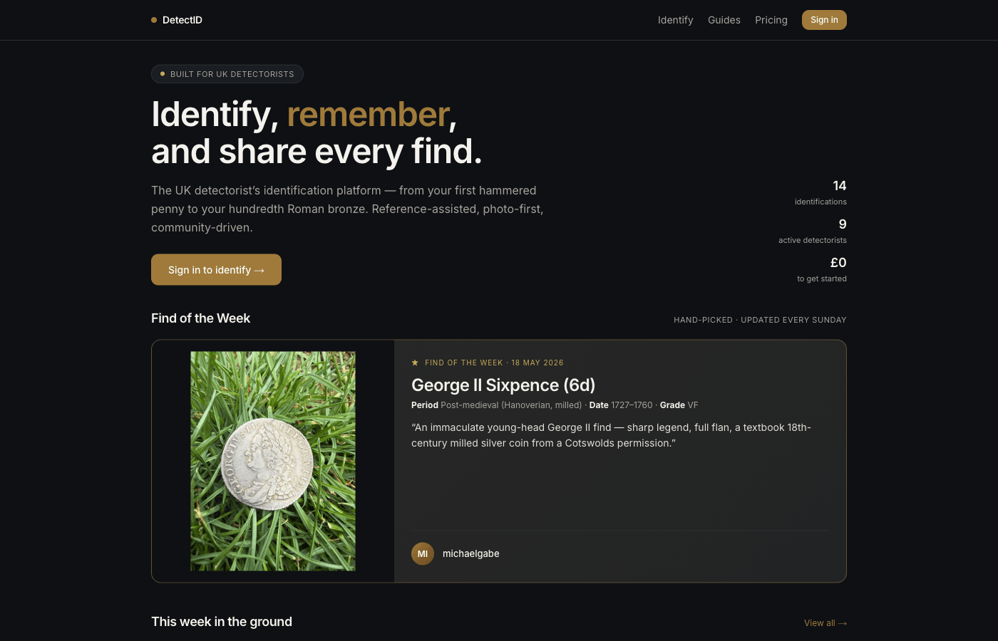 The DetectID homepage.