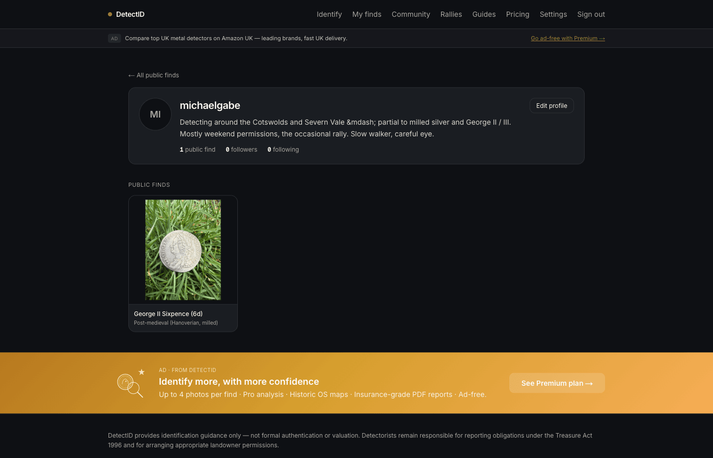 A DetectID public profile shaped by the settings page.